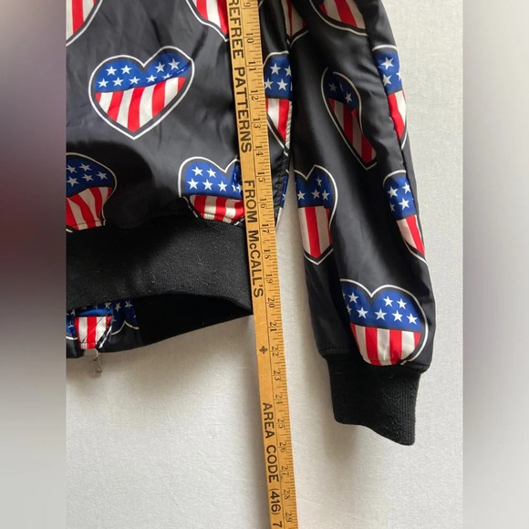 Love Moschino Bomber  Jacket With American Heart Flags Sz 4 - Picture 13 of 14